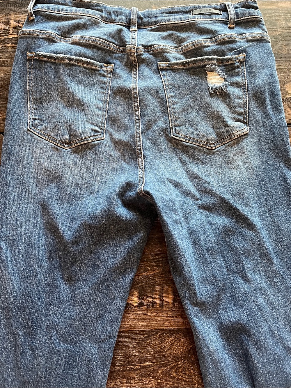 Women’s Risen Blue Button-Fly Jeans - Picture 4 of 5